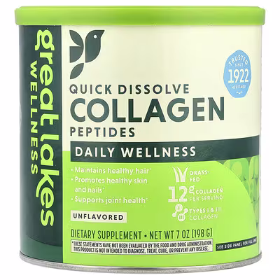 جريت ليكس ويلنس, كولاجين سريع الذوبان ، بيبتيدات ، daily wellness ، بدون نكهات ، 7 أونصات (198 جم) جريت ليكس ويلنس, كولاجين سريع الذوبان ، بيبتيدات ، daily wellness ، بدون نكهات ، 7 أونصات (198 جم)