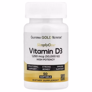 california gold nutrition، simplyone®، فيتامين d3، 1,250 ميكروغرام (50,000 وحدة دولية)، 50 كبسولة جيلاتينية ناعمة