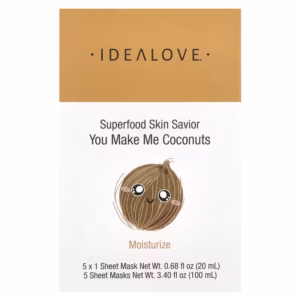 أيديلاف‏, قناع skin savior منقذ البشرة بالأغذية فائقة القيمة الغذائية، ‏pretty as a peach، ‏5 أقنعة تجميل ورقية، 0.68 أونصة سائلة (20 مل) لكل قناع