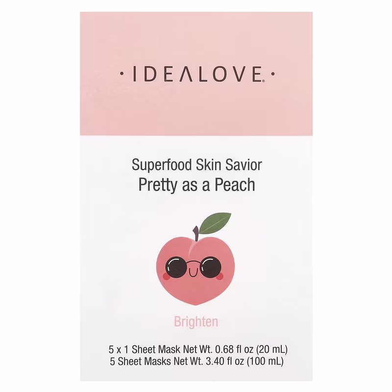 أيديلاف, قناع skin savior منقذ البشرة بالأغذية فائقة القيمة الغذائية، pretty as a peach، 5 أقنعة تجميل ورقية، 0.68 أونصة سائلة (20 مل) لكل قناع أيديلاف, قناع skin savior منقذ البشرة بالأغذية فائقة القيمة الغذائية، pretty as a peach، 5 أقنعة تجميل ورقية، 0.68 أونصة سائلة (20 مل) لكل قناع